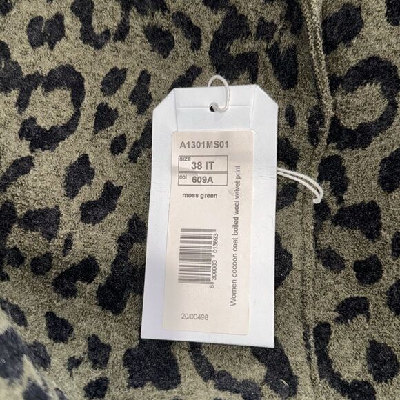 NWT HARRIS WHARF LONDON
Cocoon Leopard Printed Boiled Cotton Coat Green Small - Picture 13 of 15